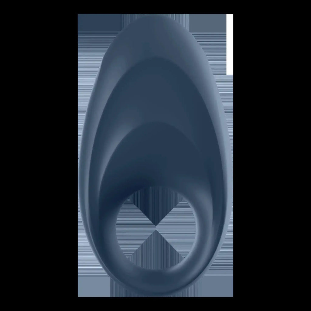 Dark blue sleek silicone ring with glossy finish and oval opening for satisfyer mighty one connect app use