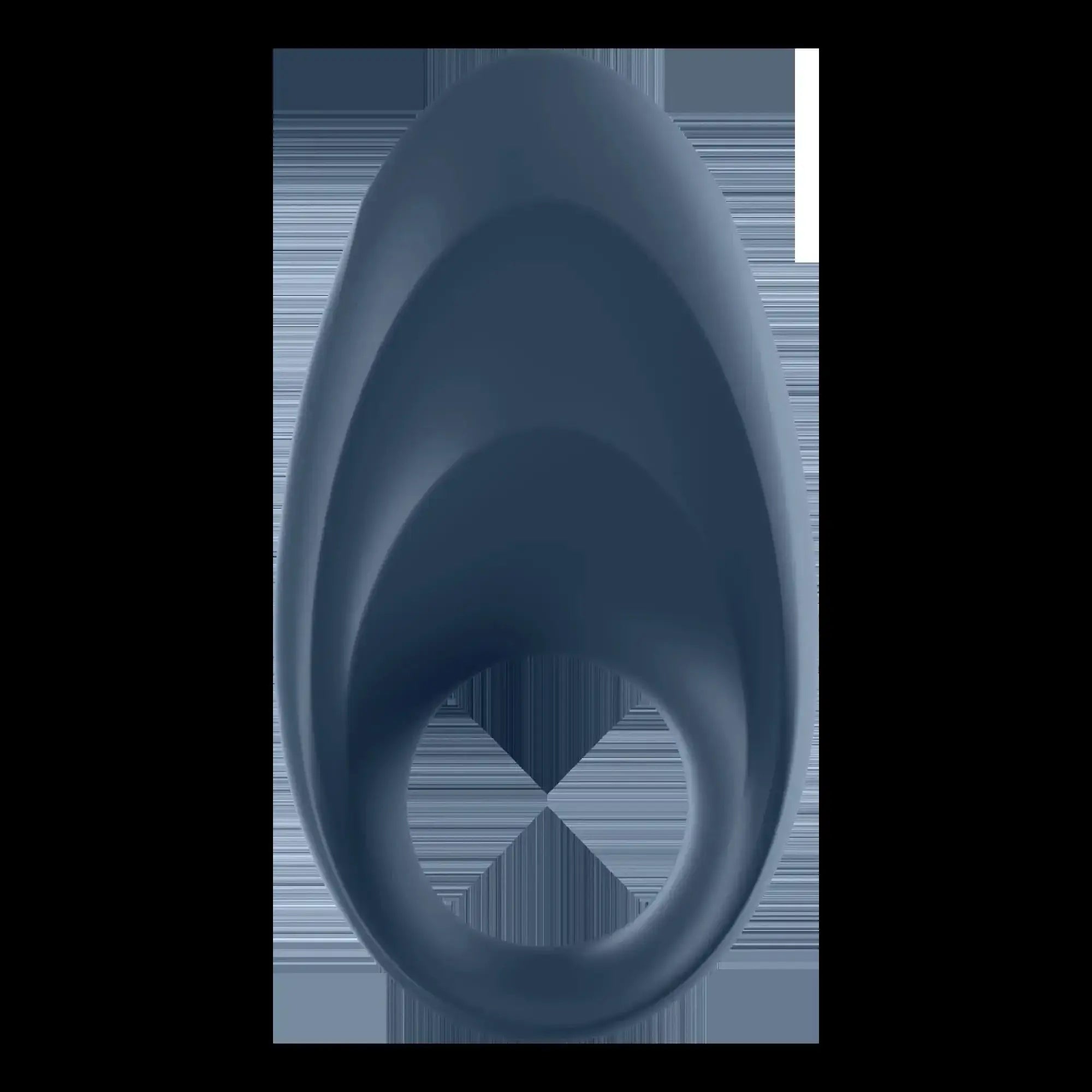 Dark blue sleek silicone ring with glossy finish and oval opening for satisfyer mighty one connect app use