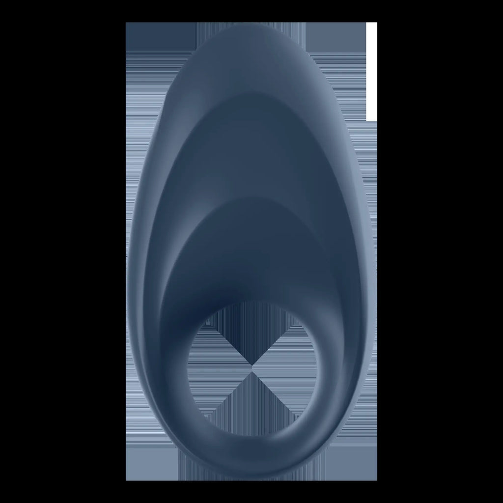 Dark blue sleek silicone ring with glossy finish and oval opening for satisfyer mighty one connect app use