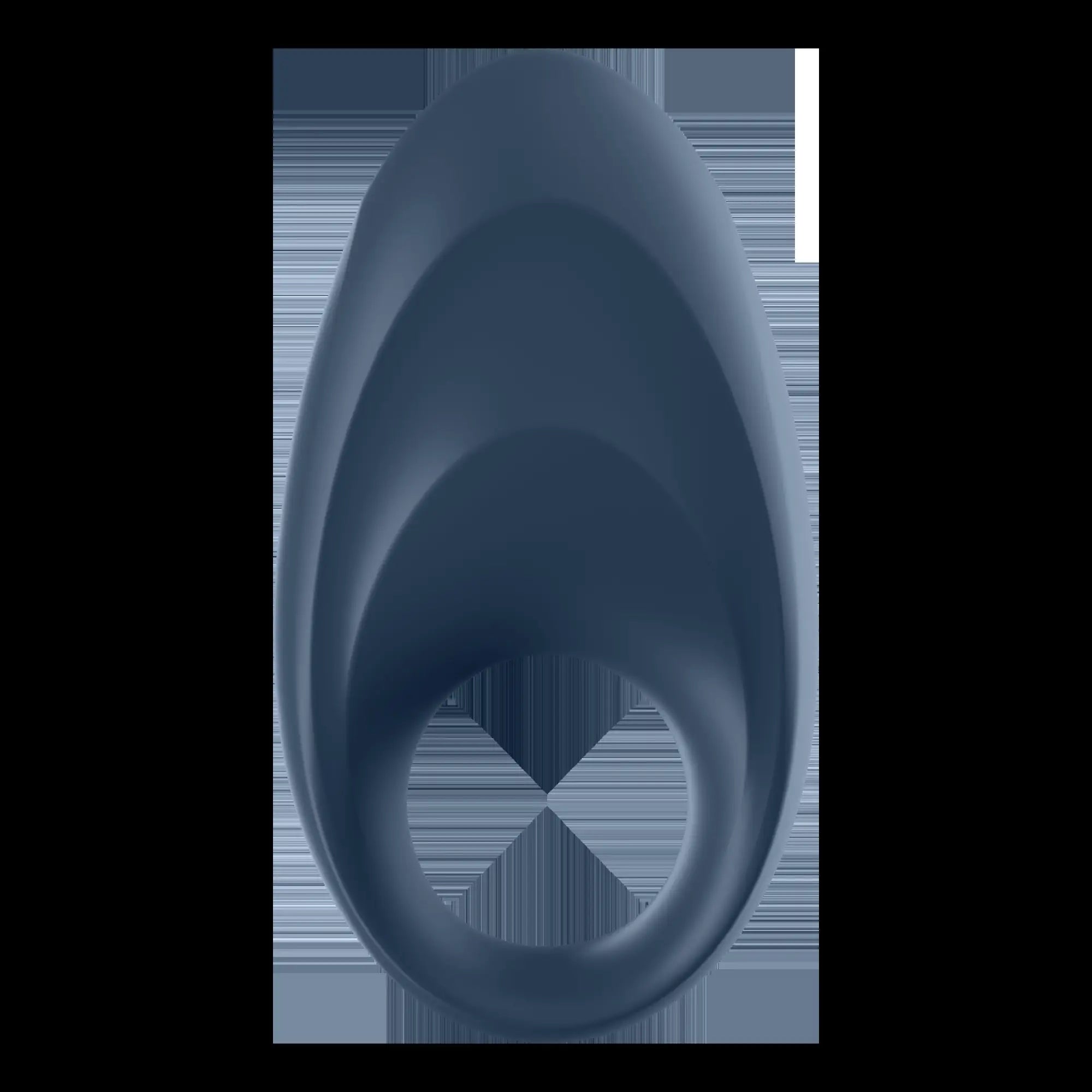 Dark blue sleek silicone ring with glossy finish and oval opening for satisfyer mighty one connect app use