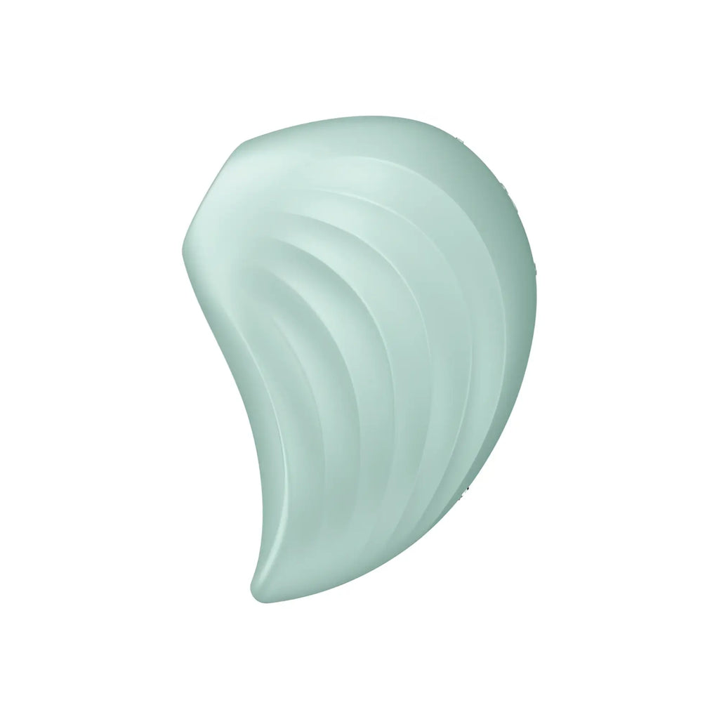 Satisfyer Pearl Diver Air Pulse Simulator mint sleek mint-green silicone massager with smooth curved design and ridges