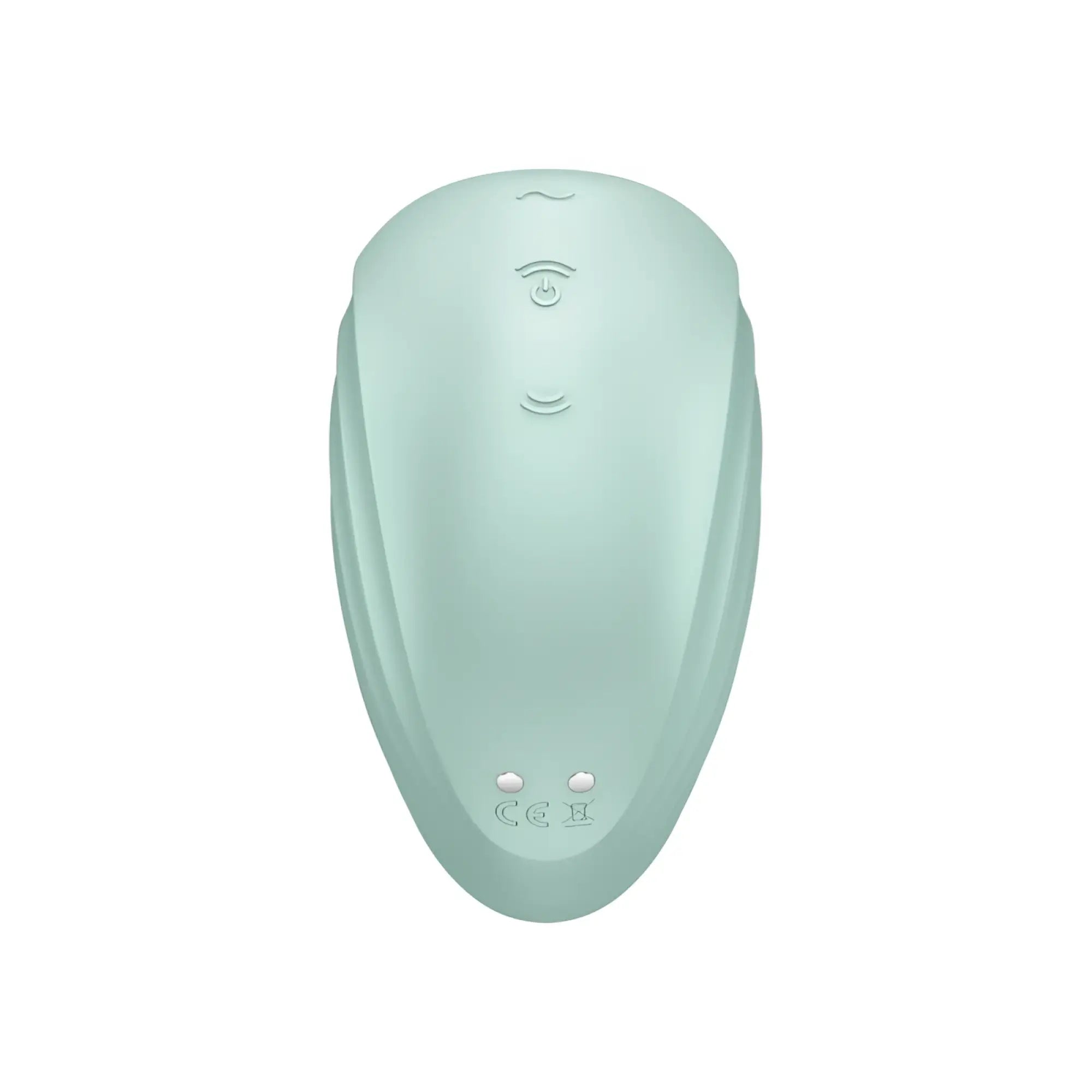 Satisfyer pearl diver air pulse simulator mint in sleek mint green silicone with embossed control icons and certifications