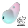 Satisfyer Pixie Dust mint pink pastel gradient silicone toy with sleek ergonomic design and subtle branding on surface