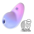 Satisfyer pixie dust violet pink a sleek translucent lavender and blue gradient silicone device with subtle logo on surface