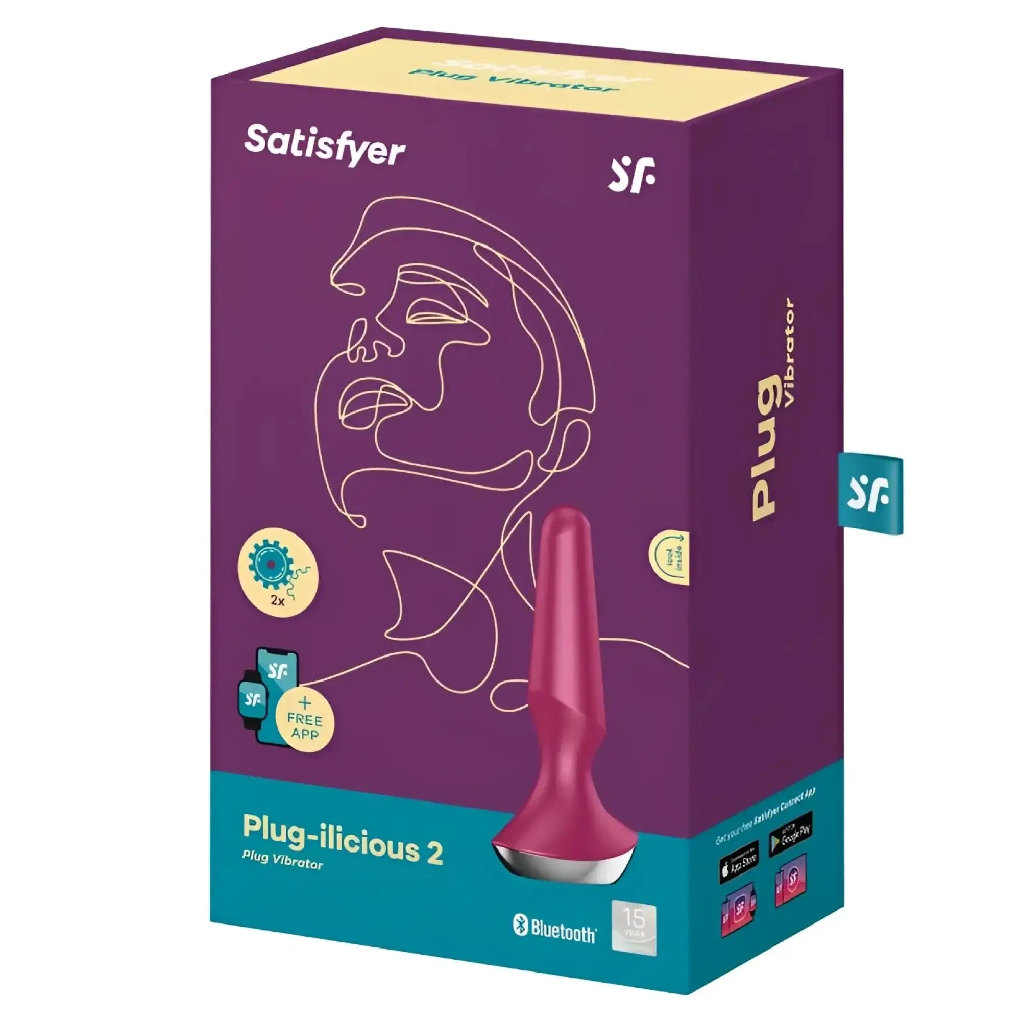 The satisfyer plug-licious 2 berry is a sleek magenta plug vibrator with a smooth ergonomic design and silver metallic base