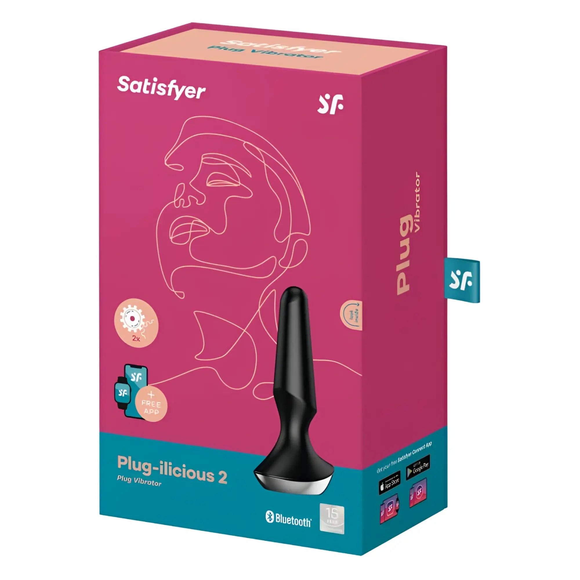 Satisfyer plug-ilicious 2 black plug vibrator with sleek tapered design and silver metallic base for personal use