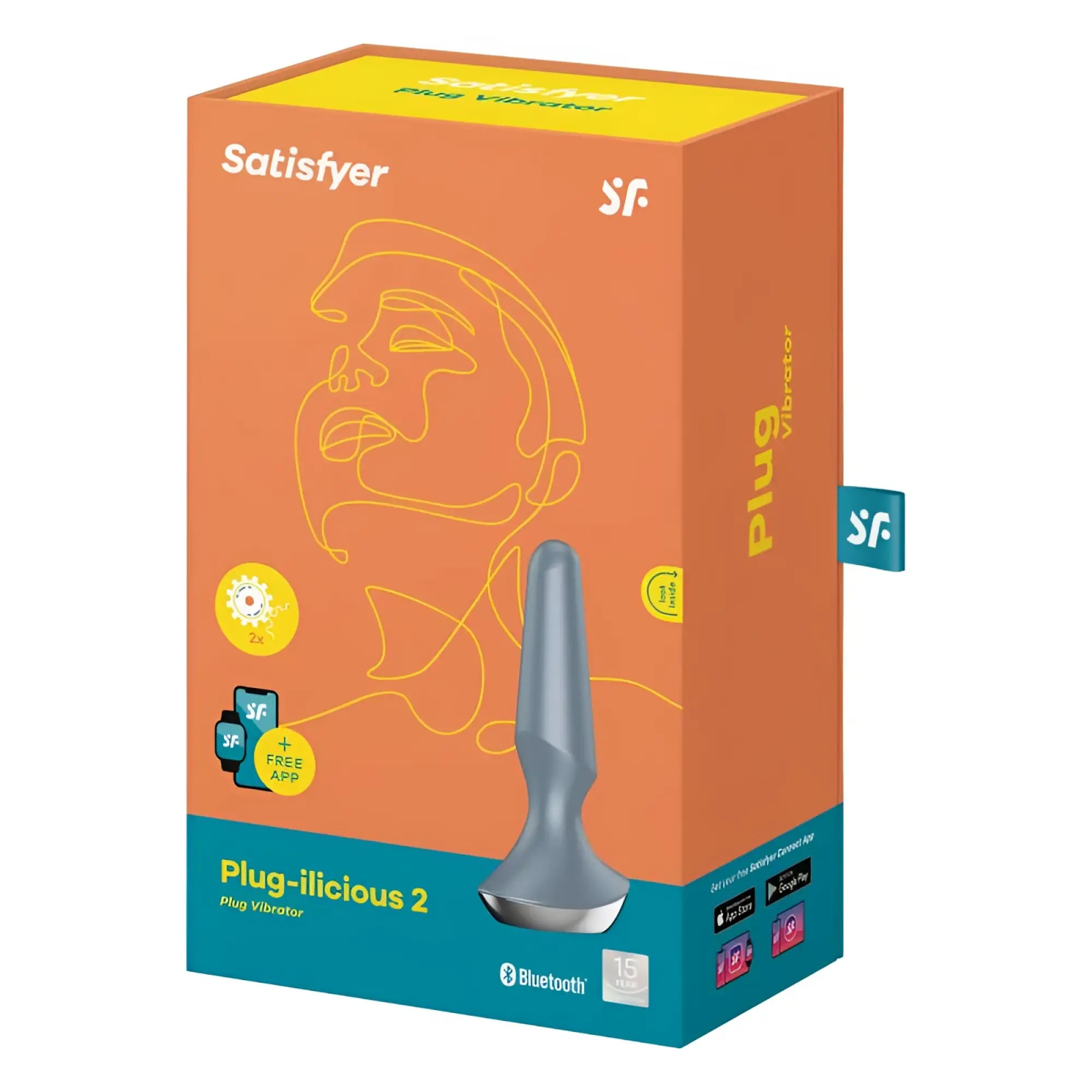 Satisfyer plug-ilicious 2 plug vibrator in sleek gray with metallic base designed for comfortable pleasure use