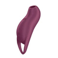 Satisfyer pocket pro 1 air pulse vibrator in matte purple silicone with curved design and integrated ring base