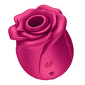 Vibrant fuchsia rose-shaped silicone satisfyer pro 2 classic blossom air wave clitoral stimulator with glossy finish