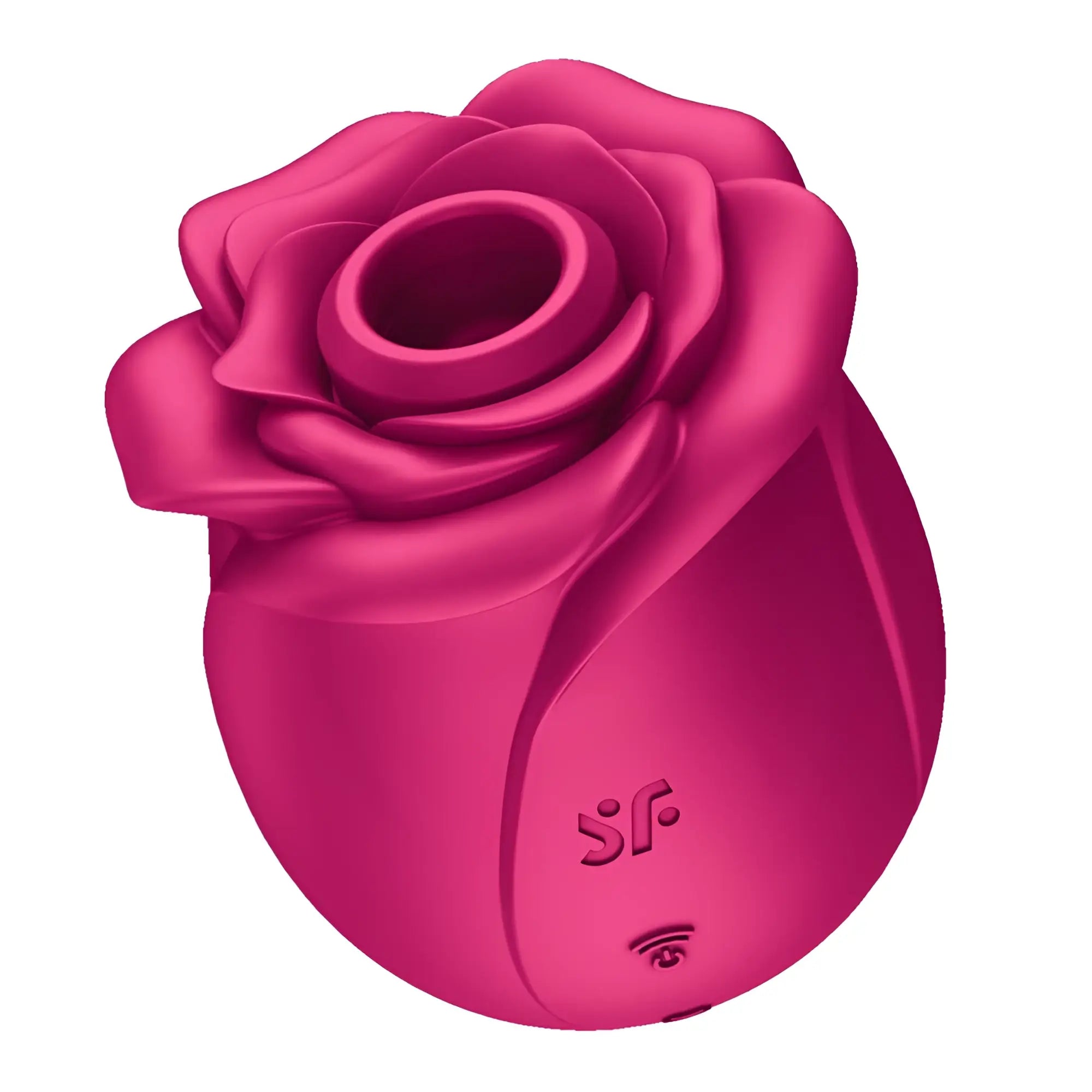 Vibrant fuchsia rose-shaped silicone satisfyer pro 2 classic blossom air wave clitoral stimulator with glossy finish
