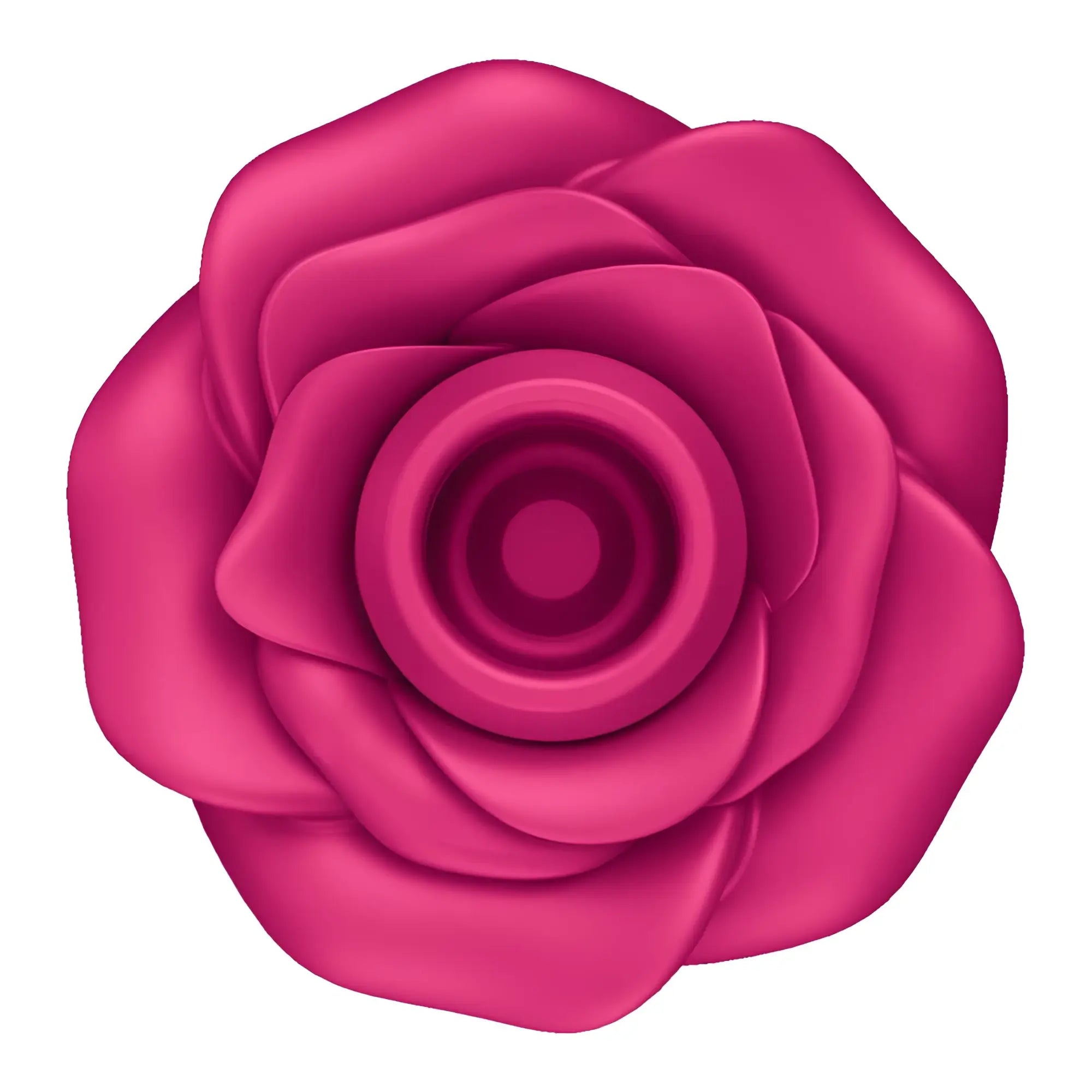 A vibrant fuchsia rose with smooth glossy petals paired with satisfyer pro 2 classic blossom air wave stimulator