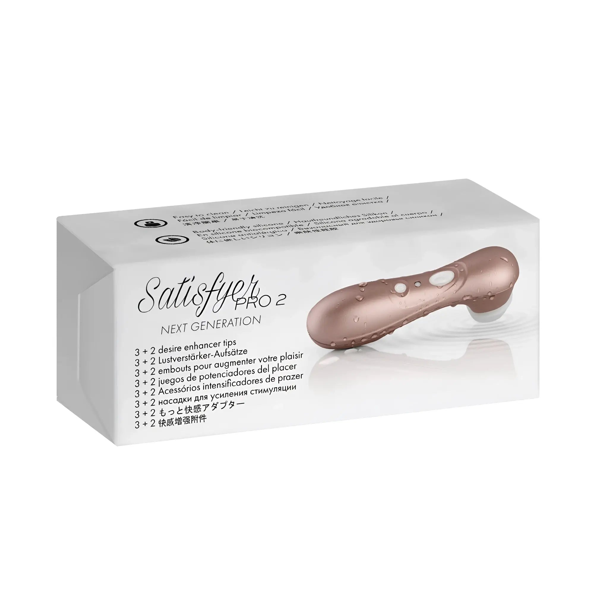 Rose gold satisfyer pro 2 climax tips pleasure device with sleek ergonomic design and smooth silicone surface