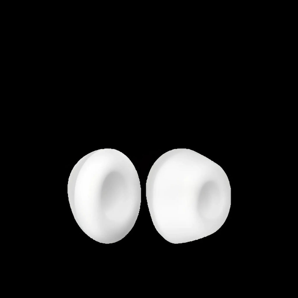 White silicone earbud tips for satisfyer pro 2 climax with smooth rounded design and central hole for secure fit