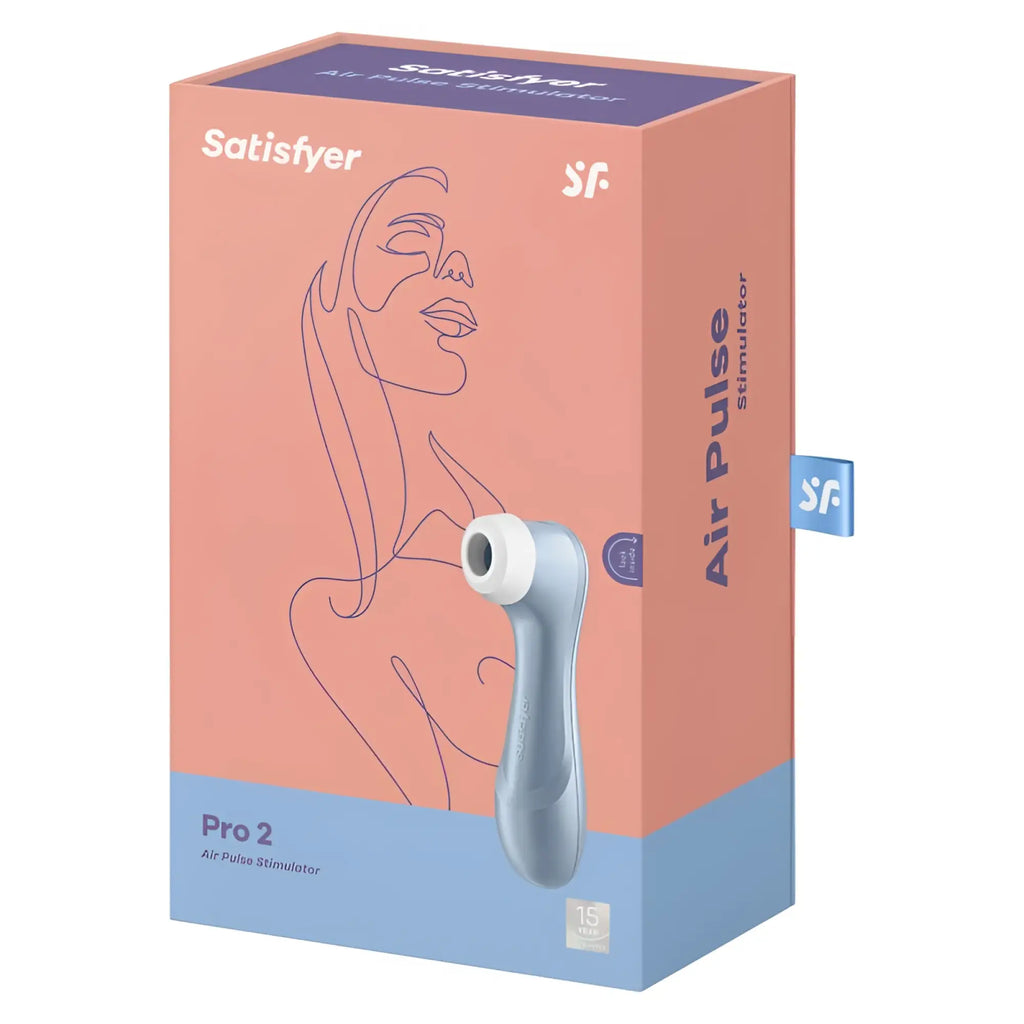 Satisfyer pro 2 g2 air pulse clitoral stimulator in sleek light blue and white for targeted intimate pleasure