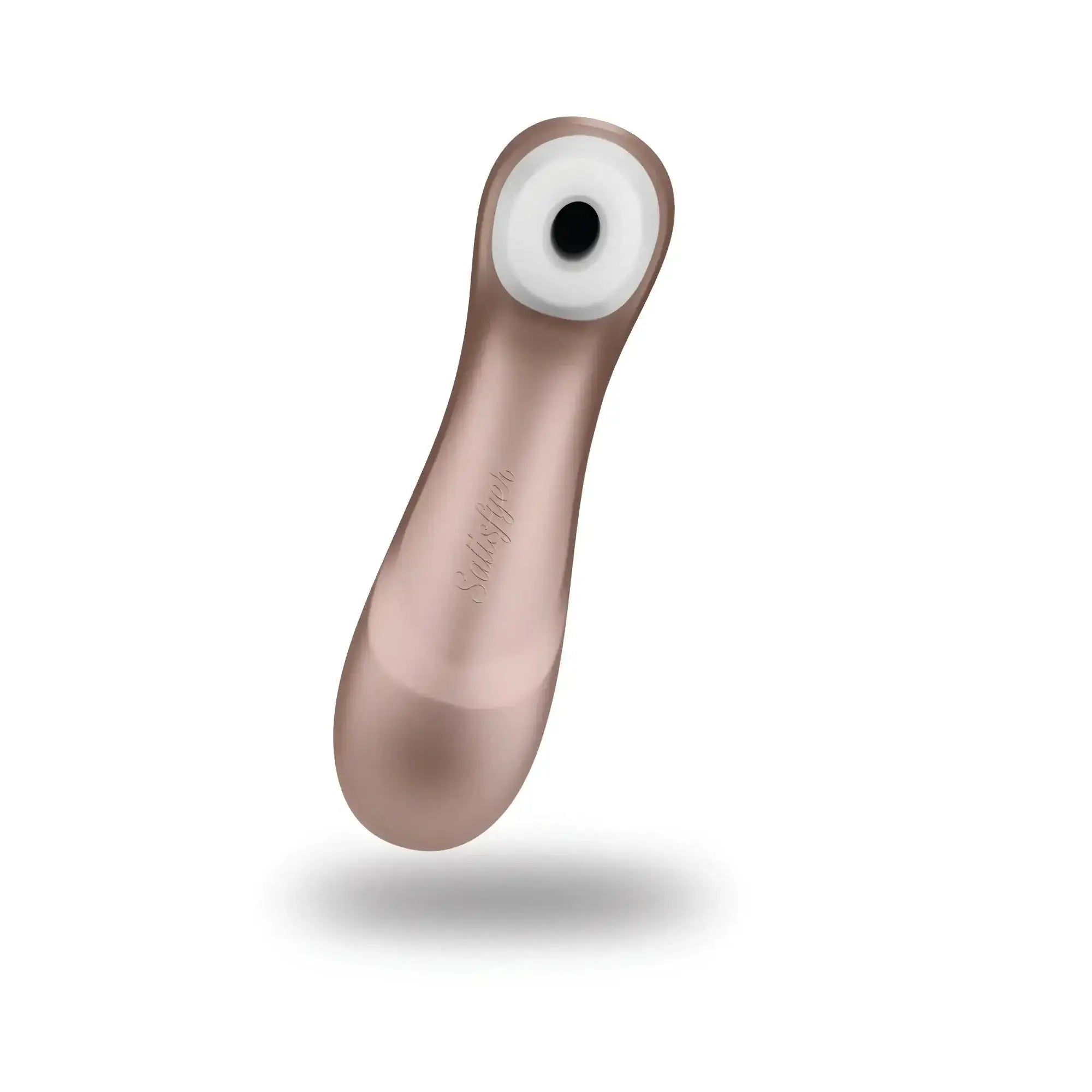 Satisfyer pro 2 g2 air pulse clitoral stimulator rose gold with white circular head and black center pleasure device