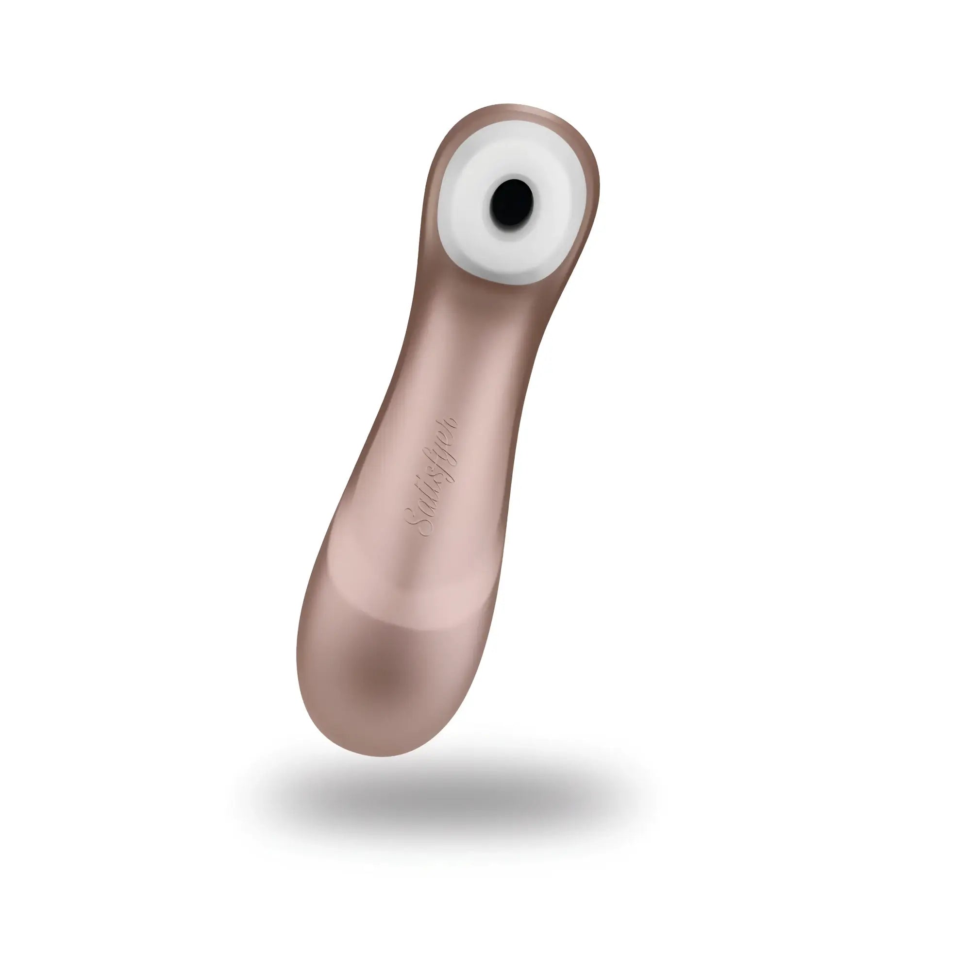 Satisfyer pro 2 g2 air pulse clitoral stimulator rose gold with white circular head and black center pleasure device