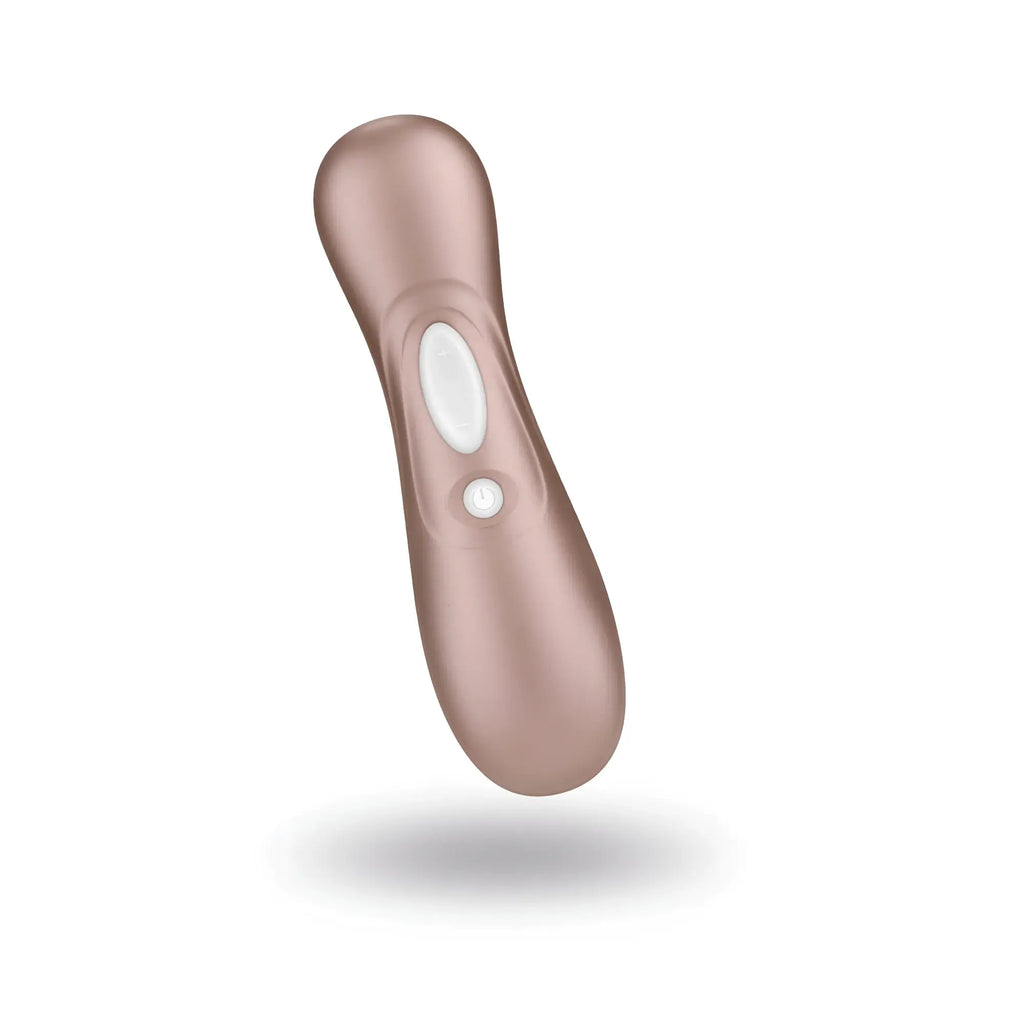 Rose gold satisfyer pro 2 g2 air pulse clitoral stimulator with sleek curved matte finish and two white control buttons