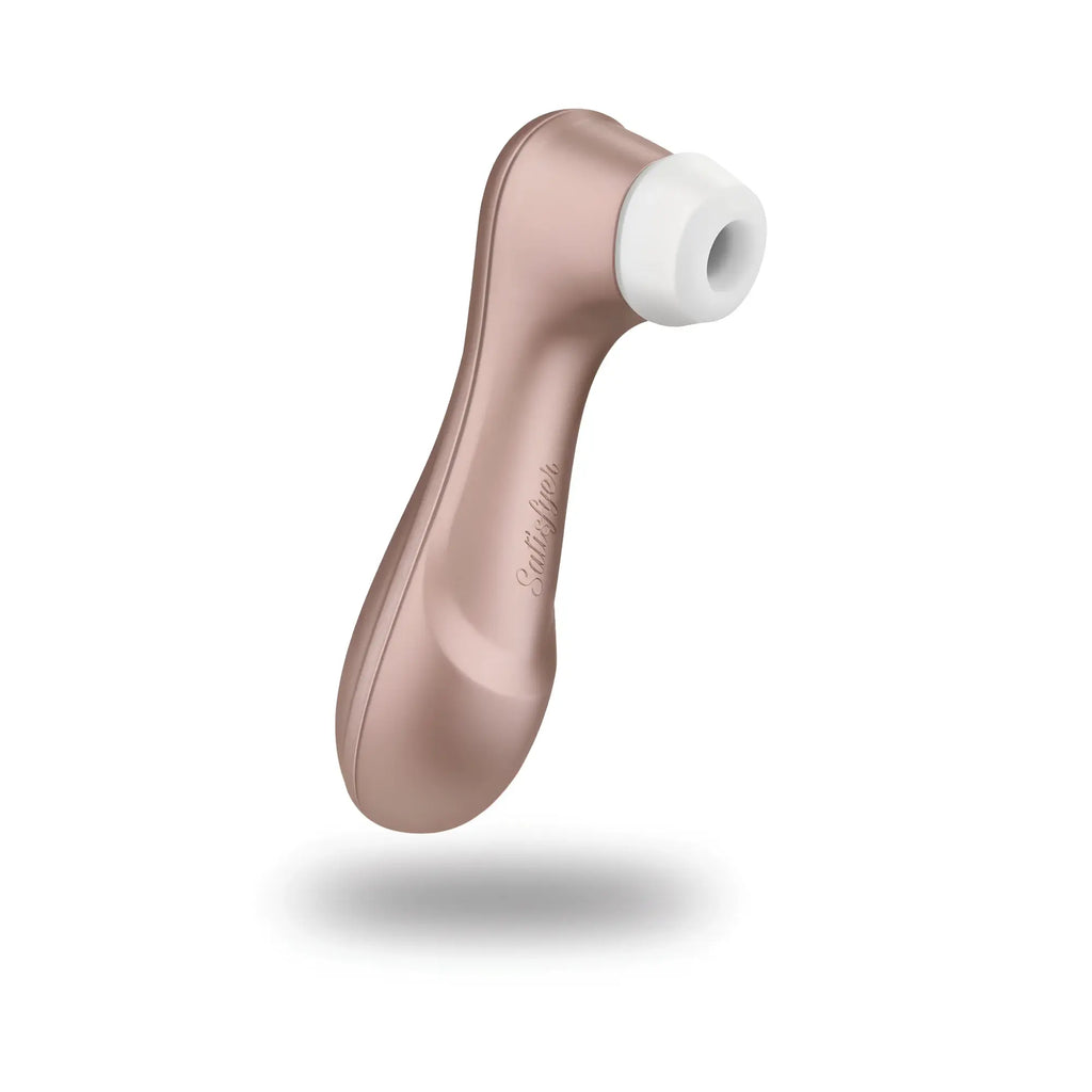 Rose gold satisfaction bath wand with white silicone tip designed for clitoral stimulation by satisfyer pro 2 g2