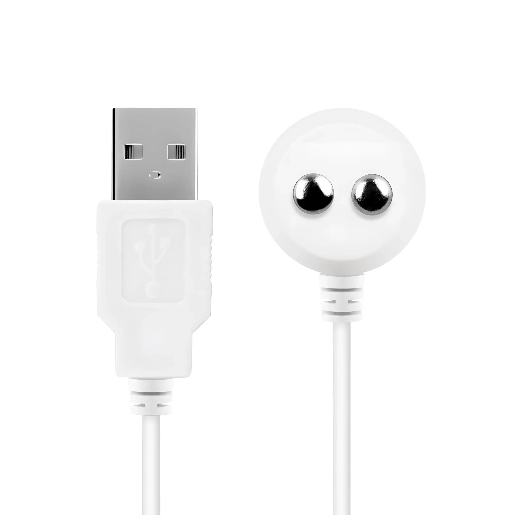 White usb charging cable with circular magnetic end and metallic spheres for satisfyer pro 2 g2 rose gold stimulator