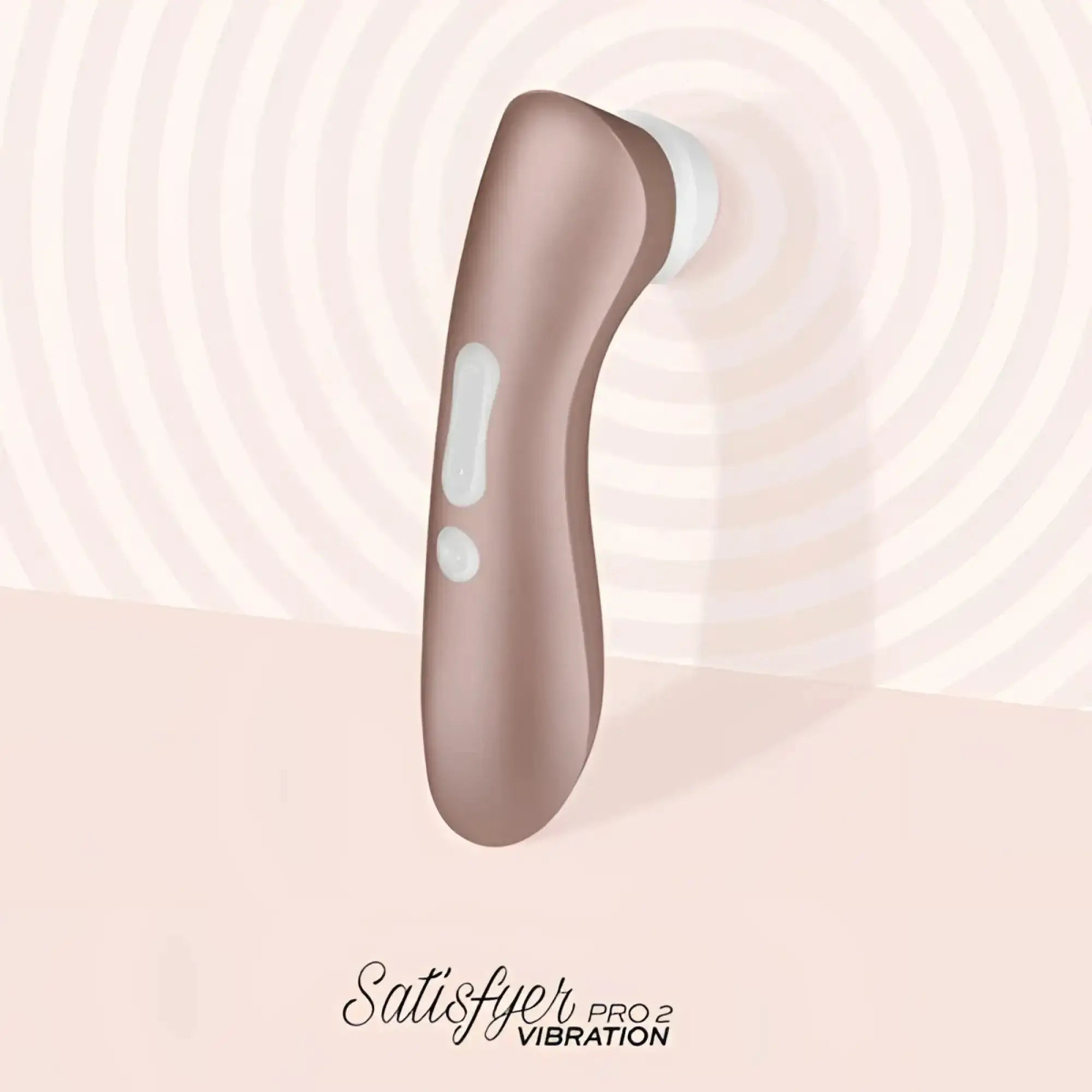 Satisfyer pro 2 plus g2 clitoral stimulator in rose gold with sleek ergonomic design and smooth white control buttons