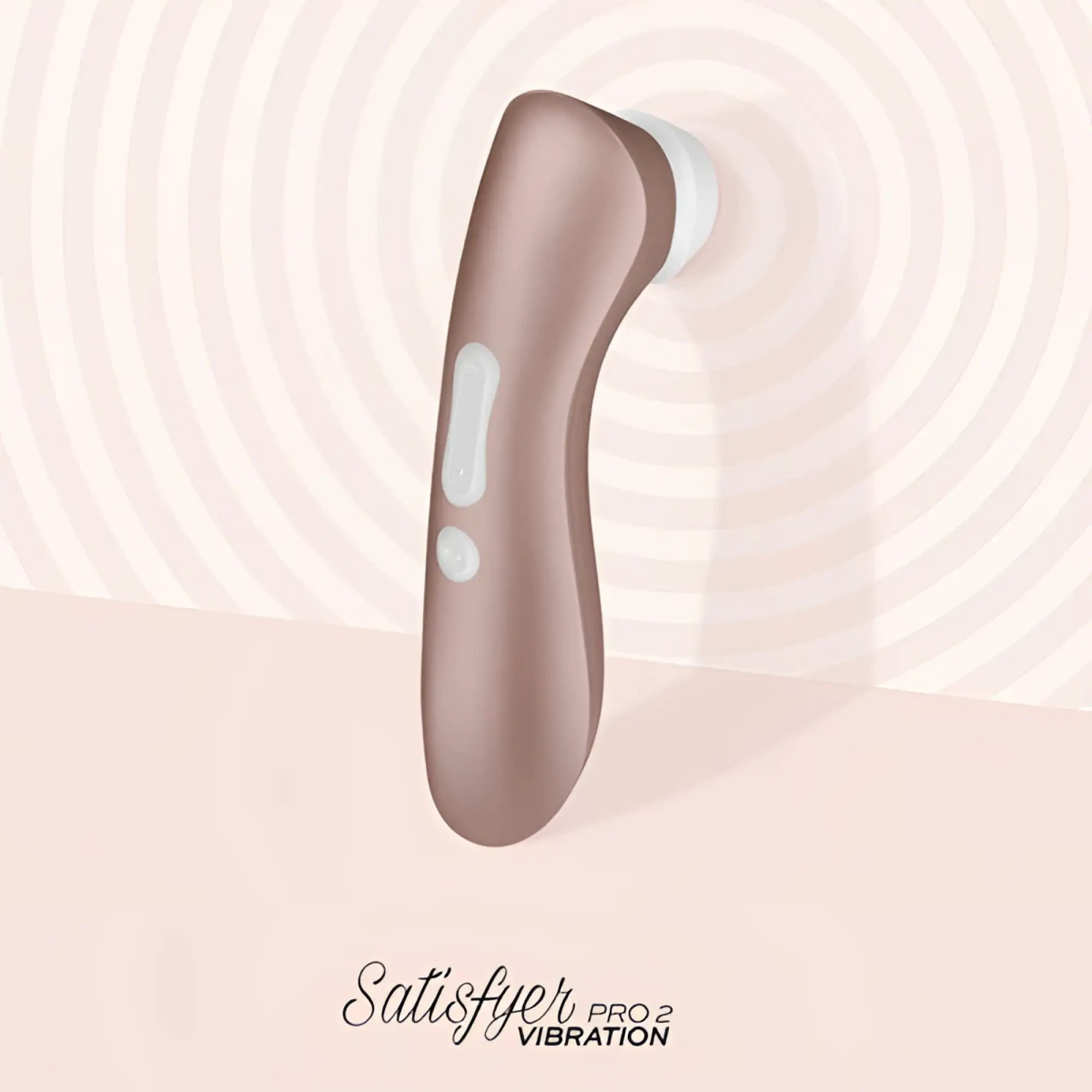 Satisfyer pro 2 plus g2 clitoral stimulator in rose gold with sleek ergonomic design and smooth white control buttons