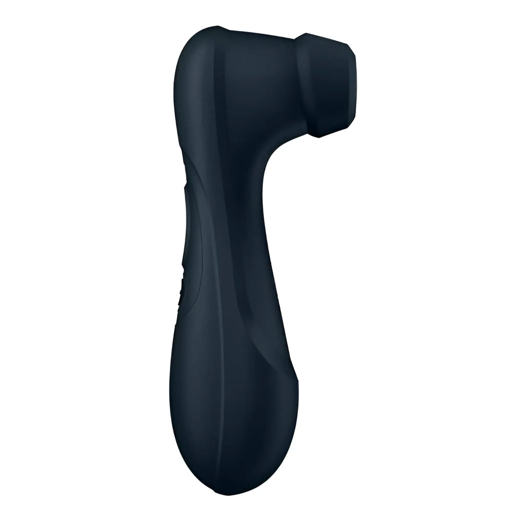 Black silicone satisfyer pro 2 gen 3 clitoral stimulator with ergonomic grip and rounded nozzle for intimate use