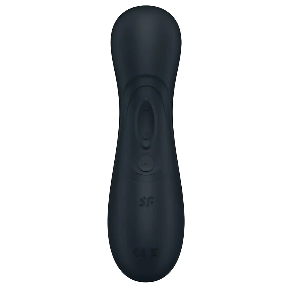 Black silicone remote control with two buttons and logo for satisfyer pro 2 gen 3 clitoral stimulator