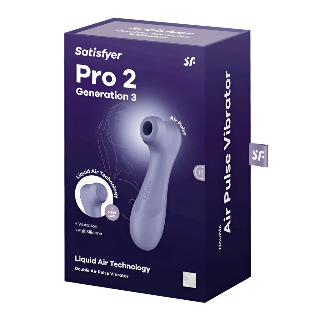 Satisfyer pro 2 gen 3 clitoral stimulator in sleek lilac silicone with liquid air technology and double air pulse design