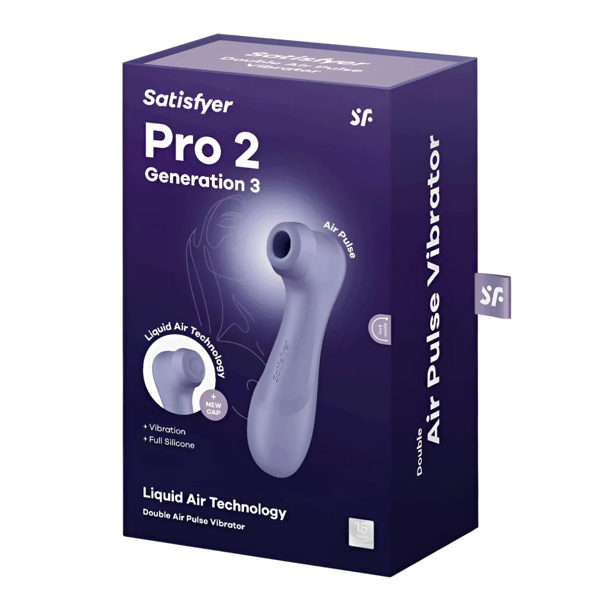 Satisfyer pro 2 gen 3 clitoral stimulator in sleek lilac silicone with liquid air technology and double air pulse design