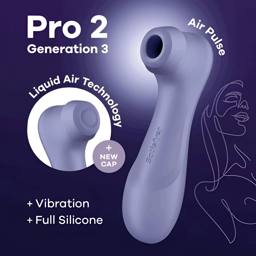 Satisfyer pro 2 gen 3 clitoral stimulator in lilac silicone with air pulse and liquid air technology