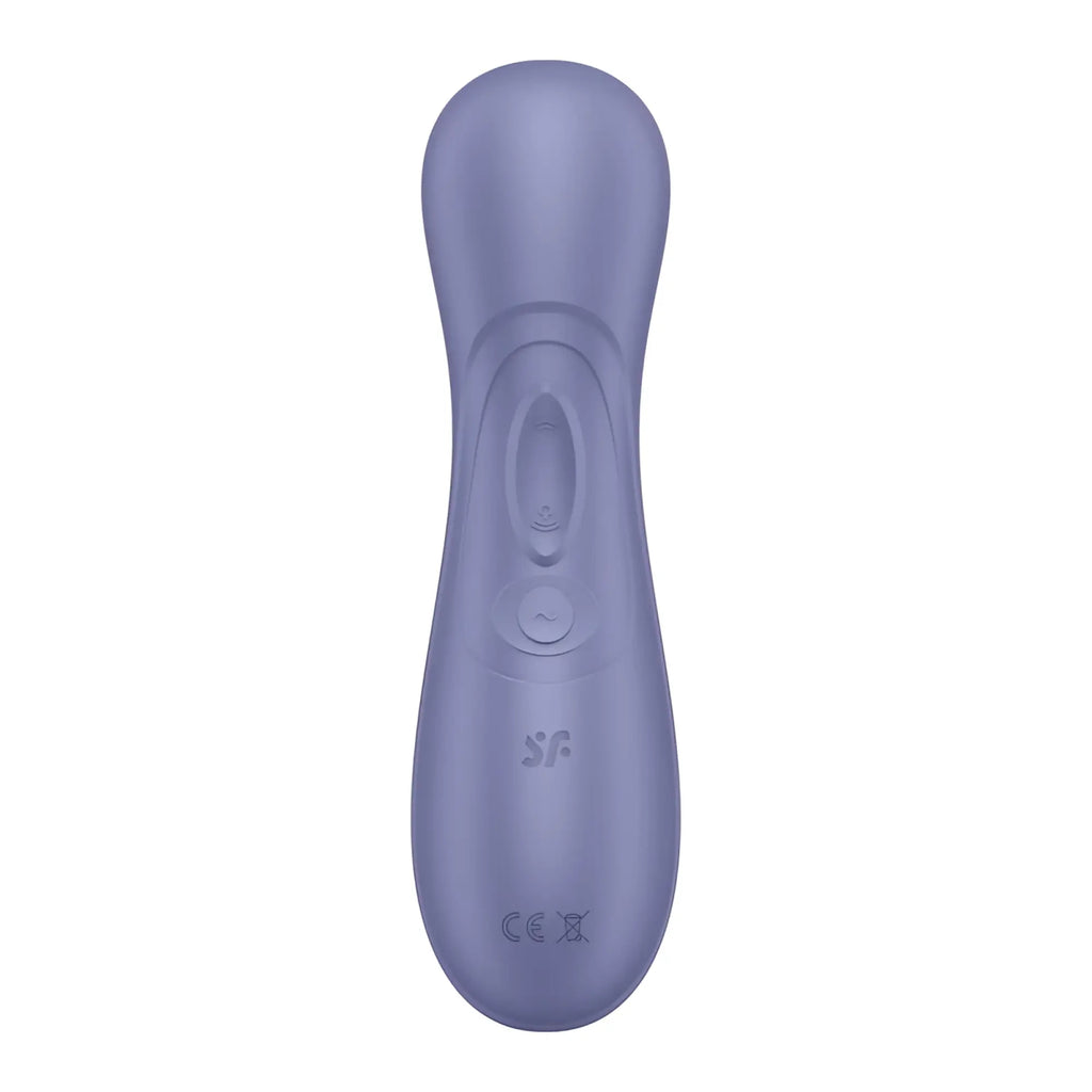 A sleek lavender silicone remote control with two textured buttons for the satisfyer pro 2 gen 3 clitoral stimulator