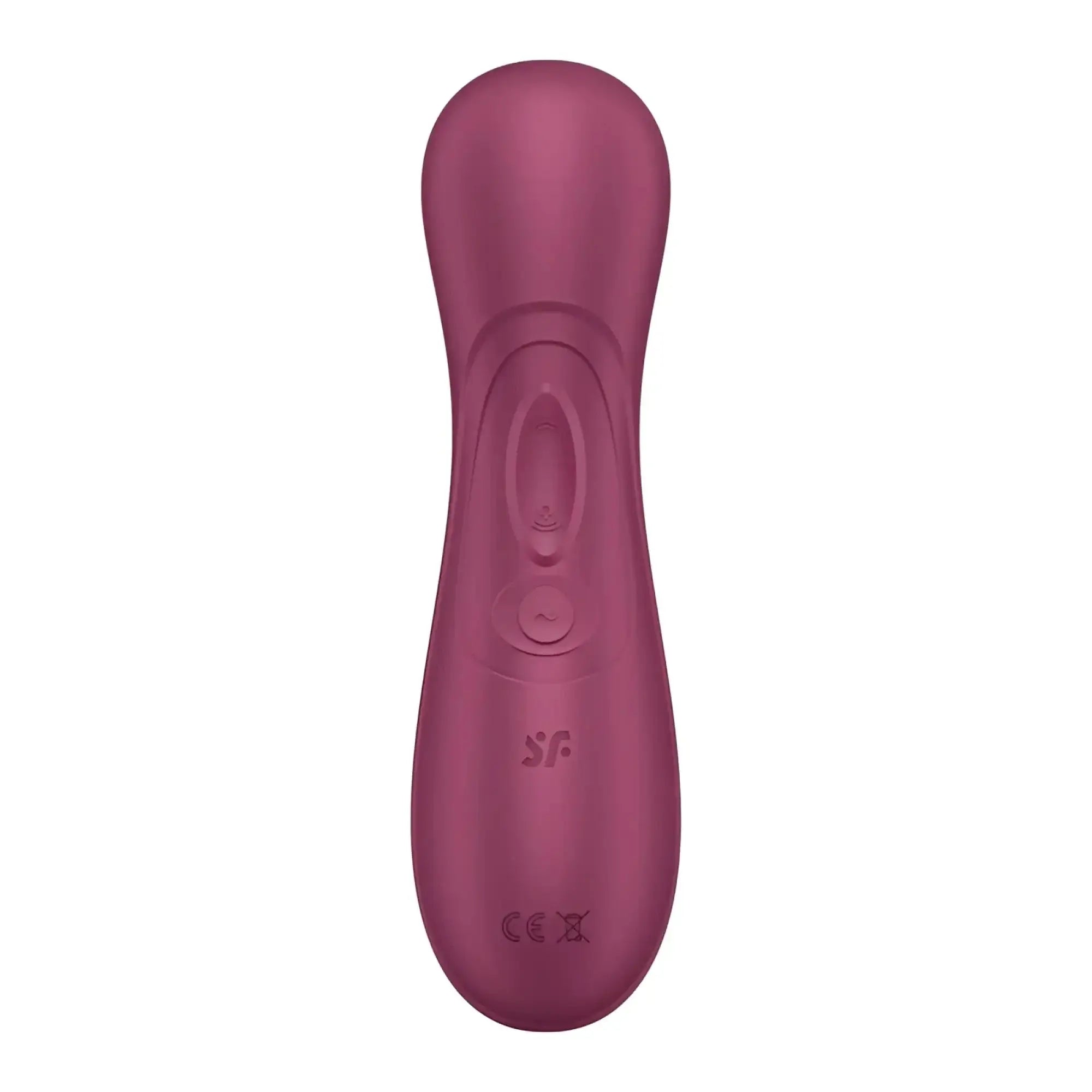 Satisfyer Pro 2 Gen 3 clitoral stimulator in wine red with sleek matte finish and ergonomic design with two control buttons