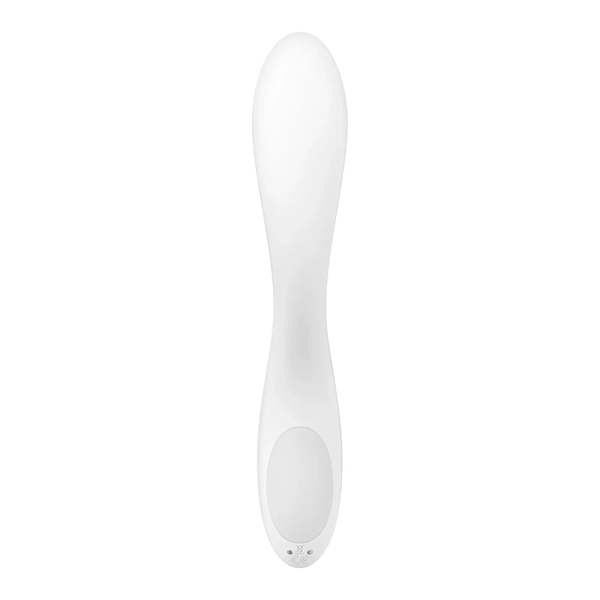 Satisfyer rolling pleasure g-spot vibrator white silicone wand with smooth ergonomic design and subtle oval button at base