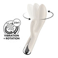 Cream-colored sleek adult toy satisfyer spinning rabbit 1 beige with metallic silver tip and smooth curves