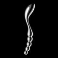 Silver sleekly curved metal dildo with polished spherical beads along its length by satisfyer star force 1