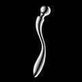 Silver curved massage wand with smooth polished metallic finish from satisfyer star force 2 metal dildo