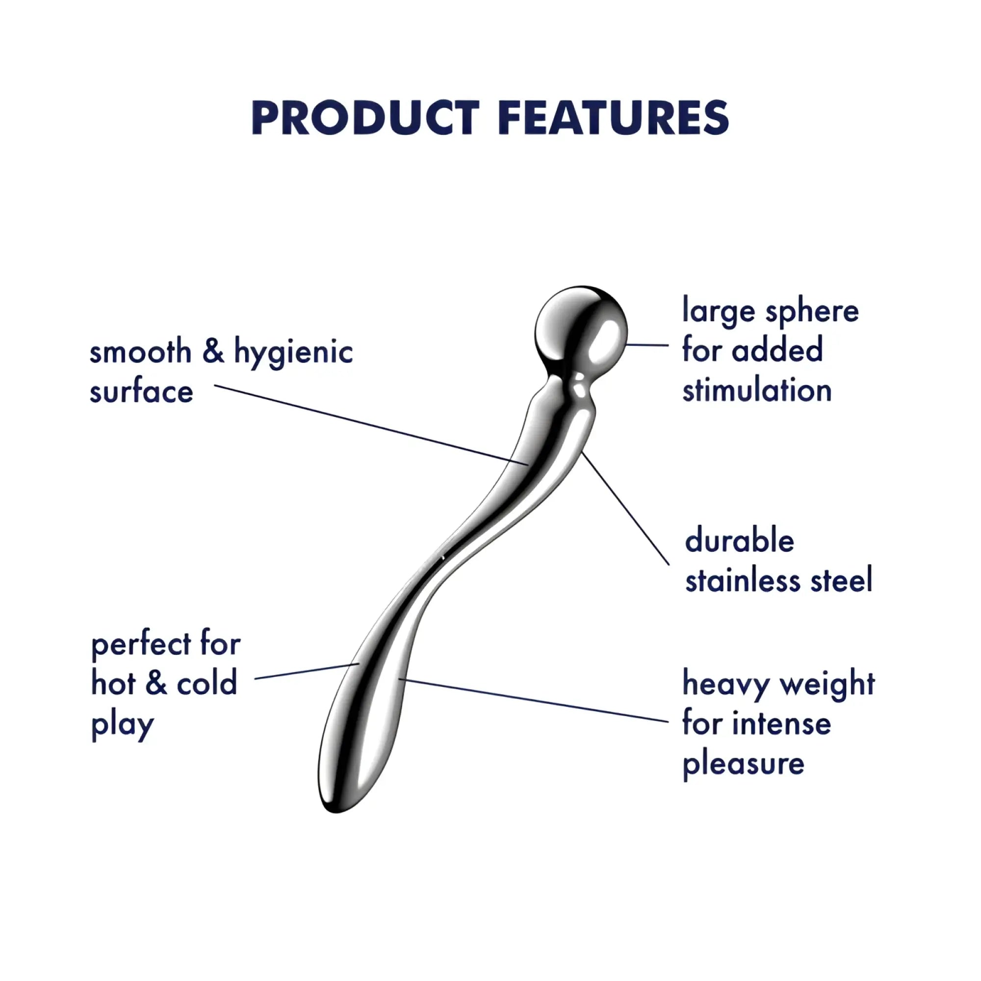 Satisfyer star force 2 metal dildo sleek curved stainless steel massager with large spherical head and smooth surface