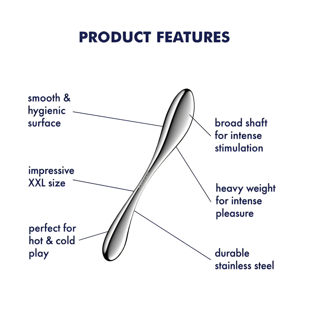 Satisfyer star force 3 metal dildo is a sleek xxl stainless steel pleasure tool with a broad smooth shaft