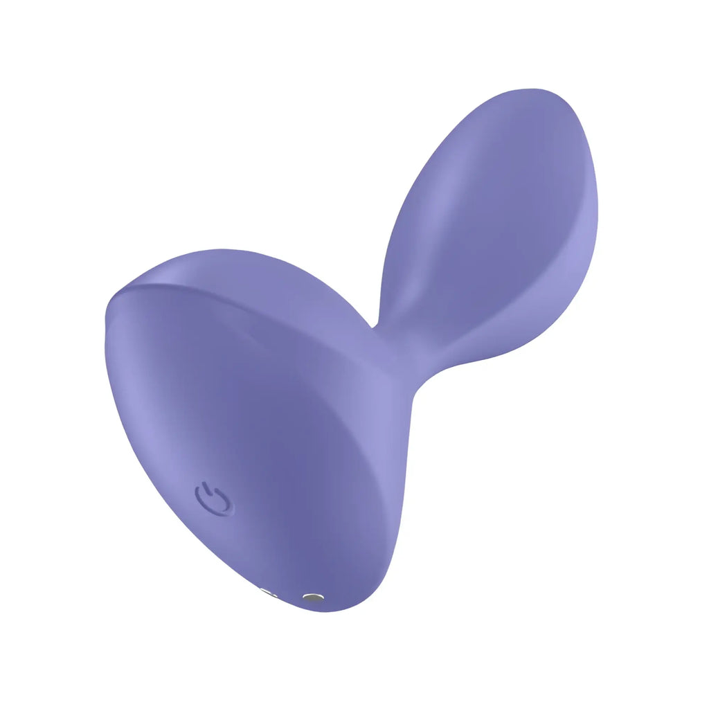 Purple silicone vibrating anal plug with smooth ergonomic design and power button by satisfyer sweet seal lilac