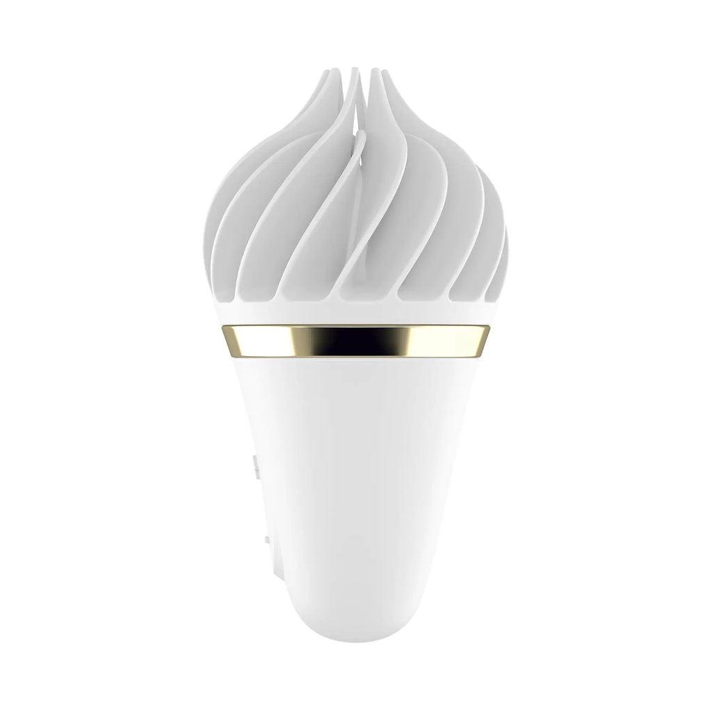 Satisfyer sweet treat white and gold ice cream cone shaped led lamp with sleek modern design for ambient lighting