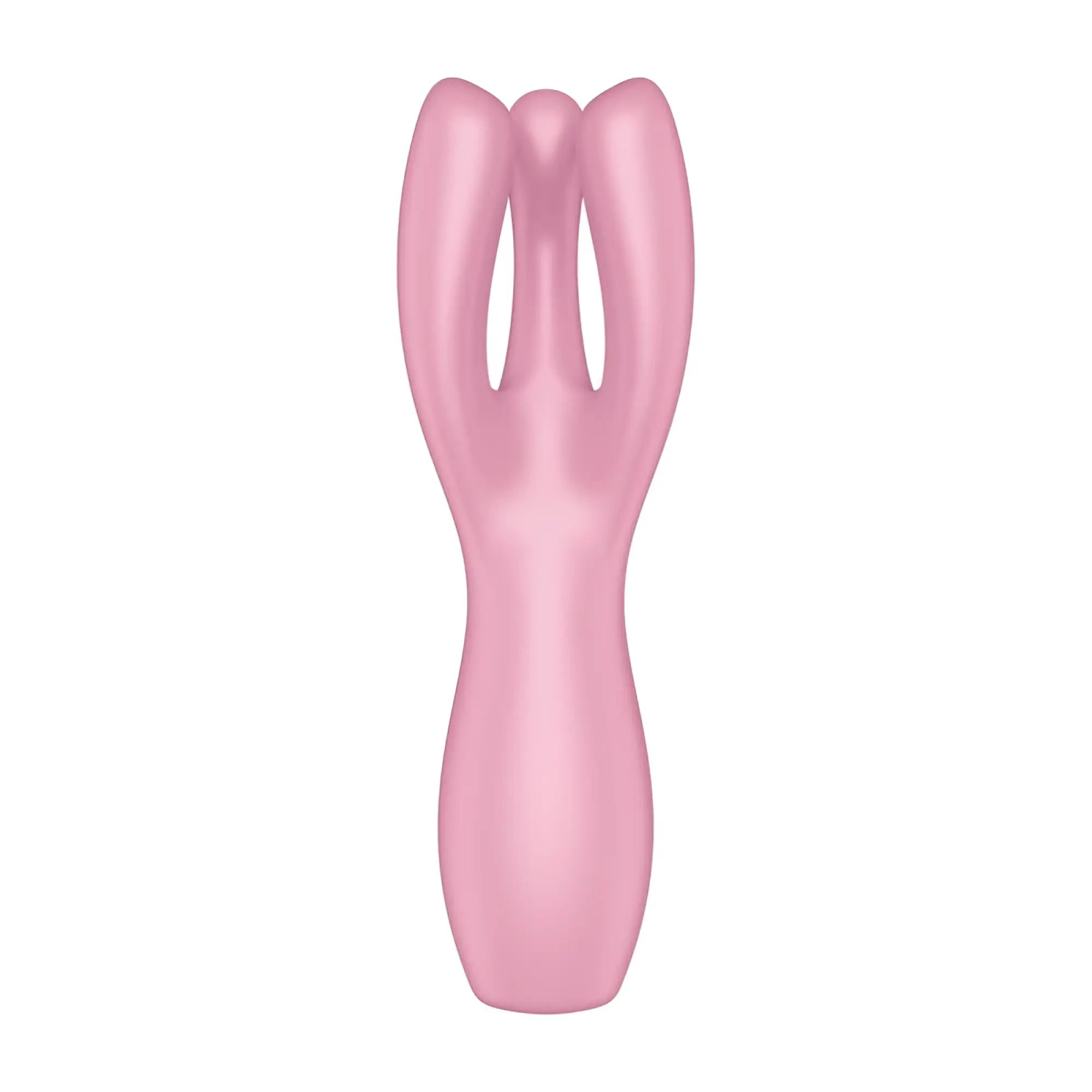 Pink silicone scalp massager with three rounded prongs designed for the satisfyer threesome 3 layon vibrator