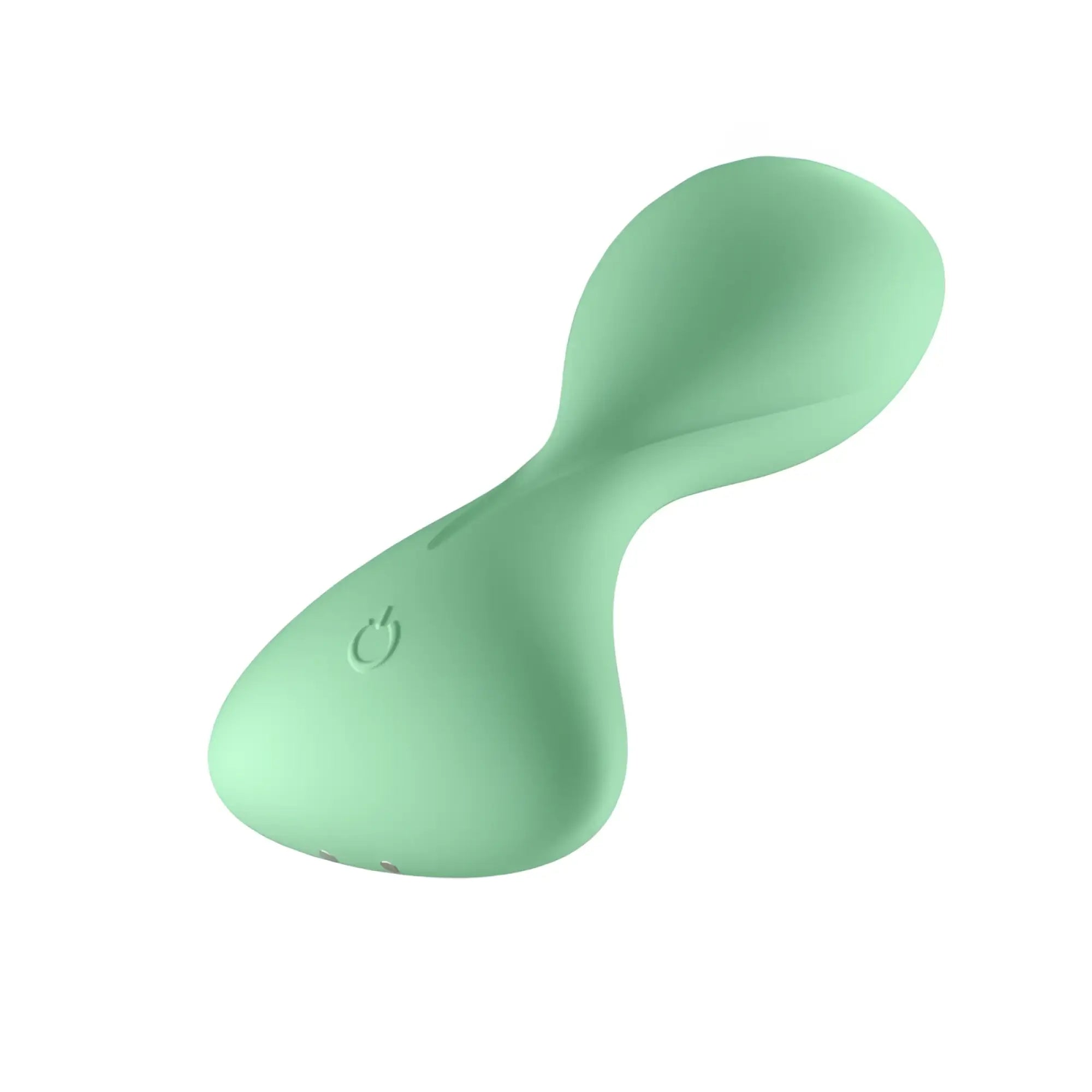 A sleek mint green silicone vibrating anal plug by satisfyer with smooth ergonomic design and subtle power button indentation