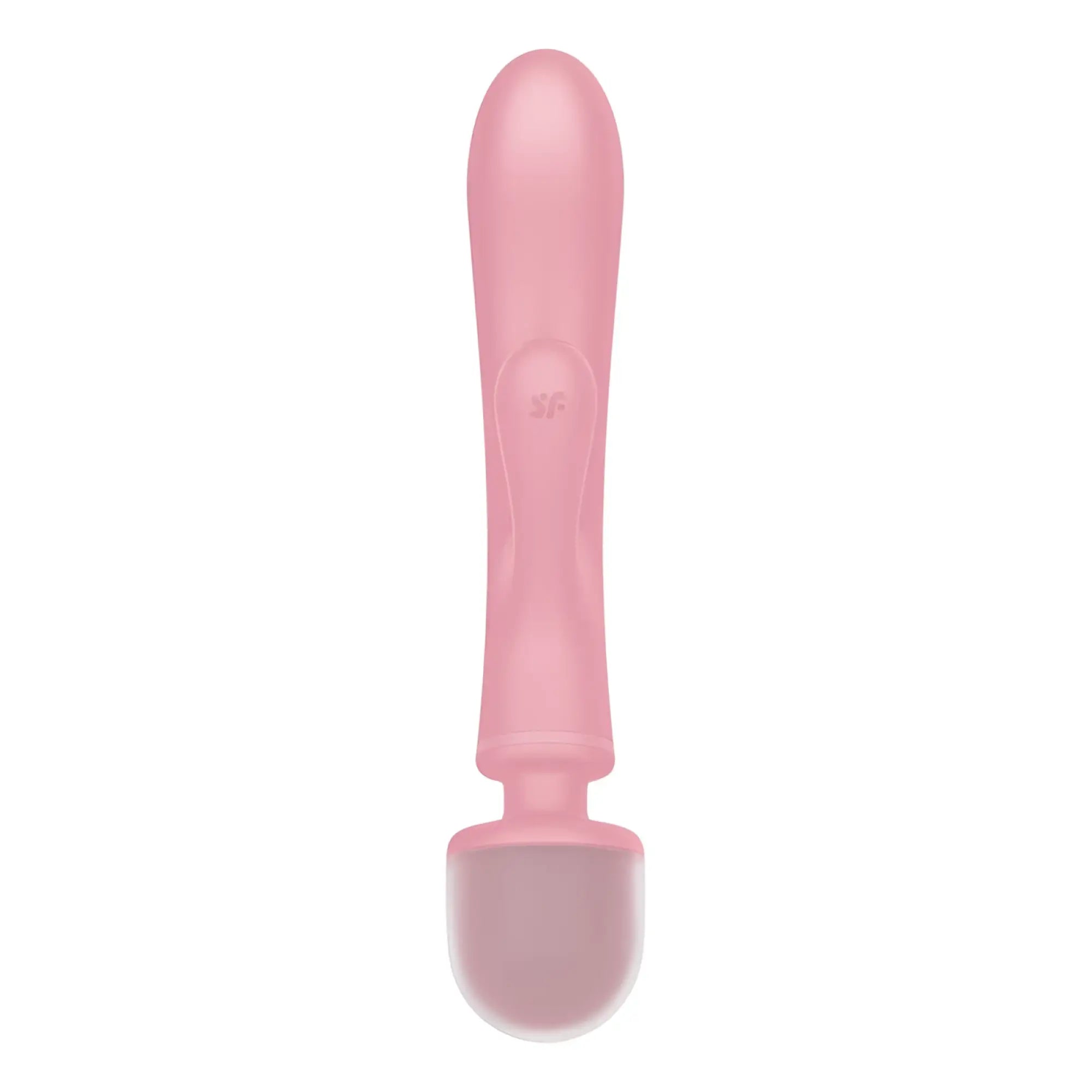 Pink silicone wand vibrator with smooth rounded handle and bulbous head from Satisfyer triple lover pink collection