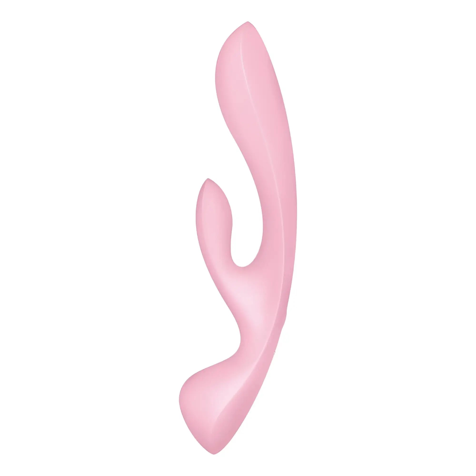 Pink silicone adult toy satisfyer triple oh pink with sleek curved design and smooth surface for personal pleasure