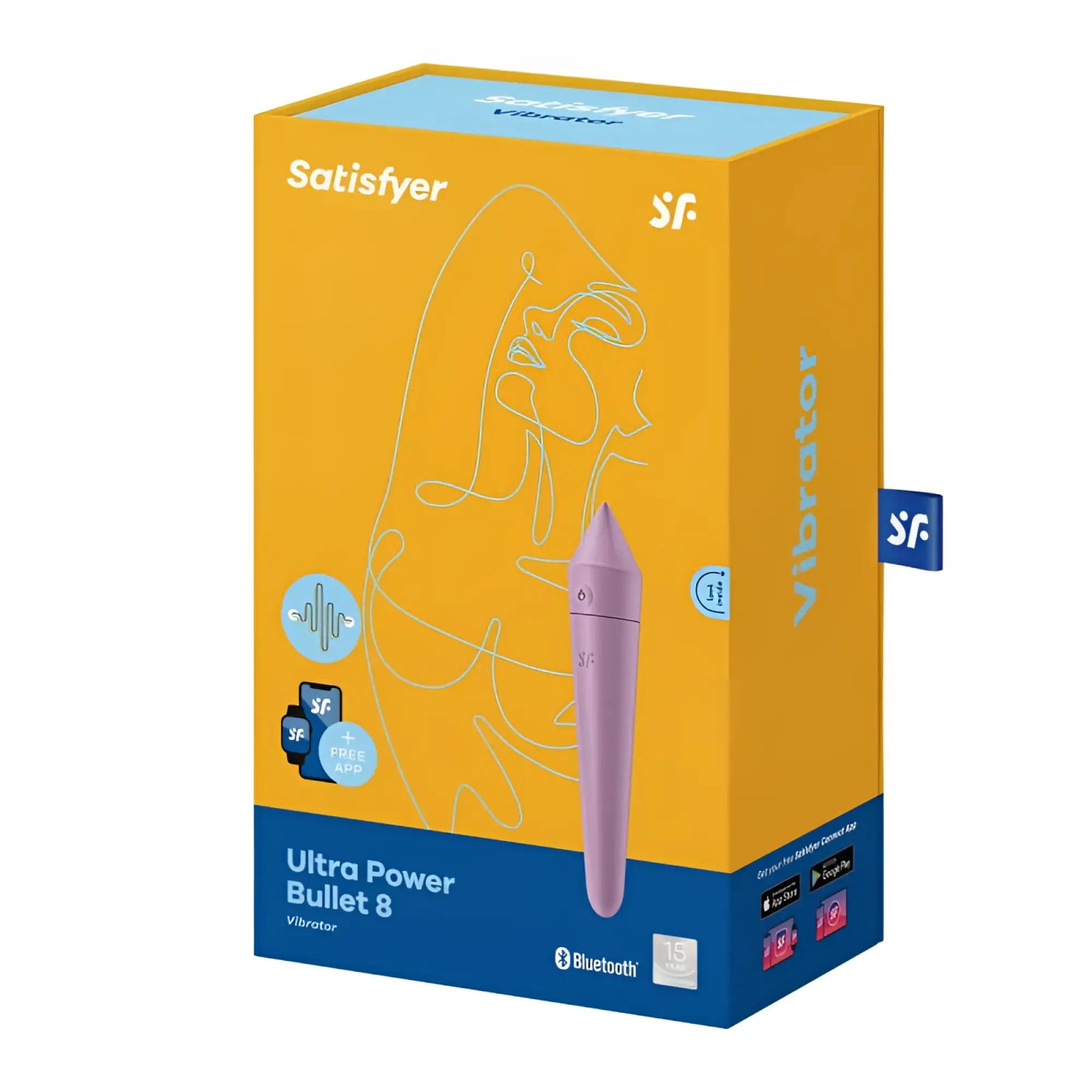 Pink Satisfyer Ultra Power Bullet 8 vibrator in branded packaging featuring a powerful compact design