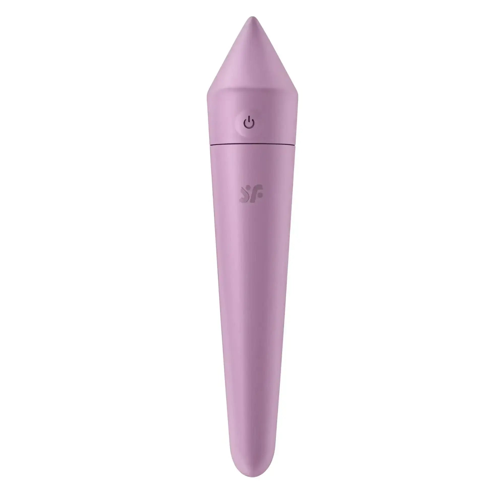 Satisfyer Satisfyer Ultra Power Bullet 8 lavender silicone wand with pointed tip and power button near the top