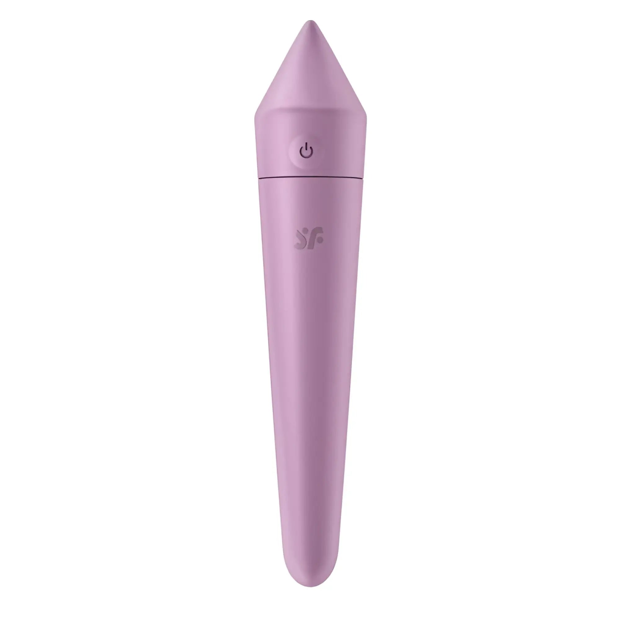 Satisfyer Satisfyer Ultra Power Bullet 8 lavender silicone wand with pointed tip and power button near the top