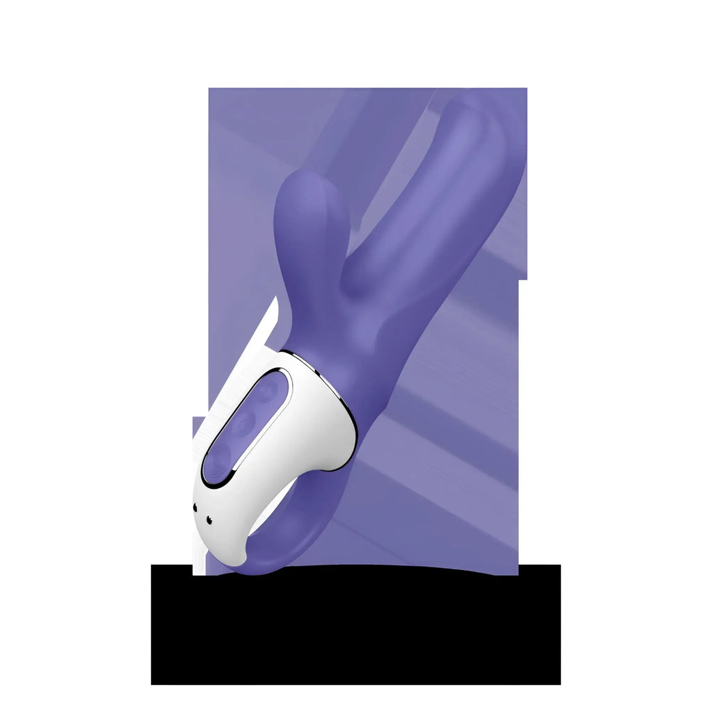 Satisfyer vibes magic bunny purple silicone rabbit vibrator with white ergonomic handle and control panel