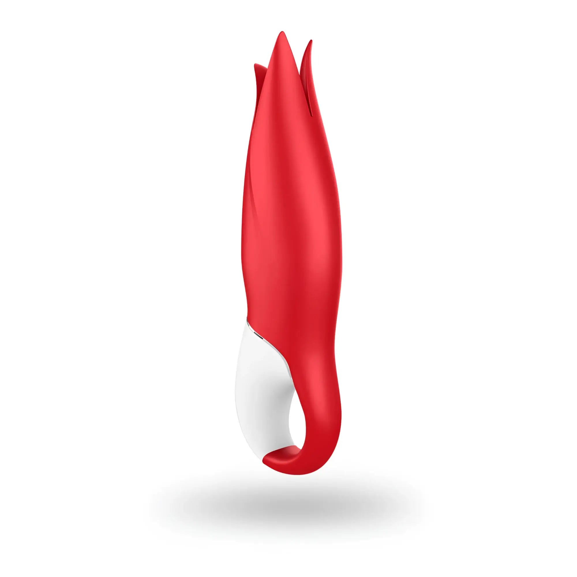 Red and white silicone rose-shaped vibrator with sleek modern design from Satisfyer Satisfyer Vibes Power Flower
