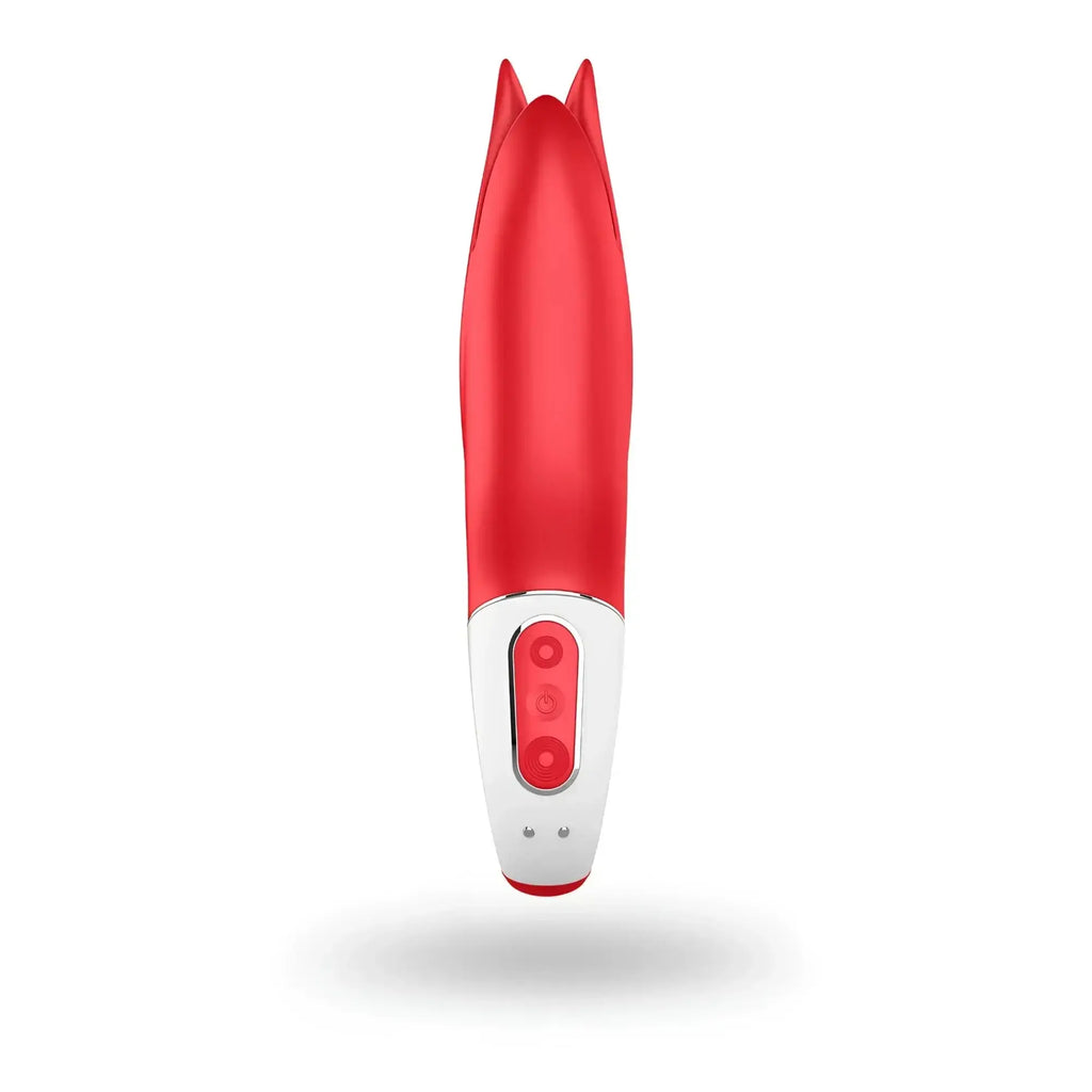 Satisfyer vibes power flower red and white silicone vibrator with sleek cat ear design for personal pleasure